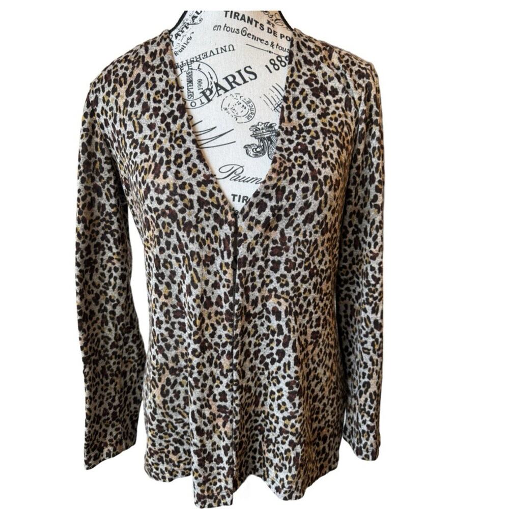 Chico’s Size 1 Lightweight Cardigan Sweater Multicolor Tan, Gold, Brown & Black